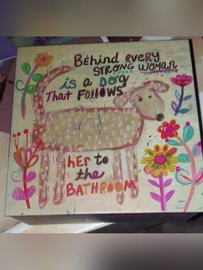 Whimsical Dog HAPPY BOX - Pink, Yellow, Green Accents